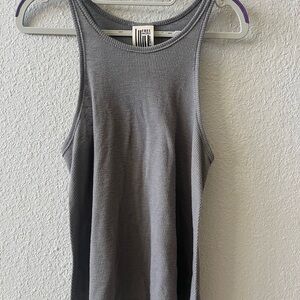 Free People Charcoal Ribbed Tank Top
